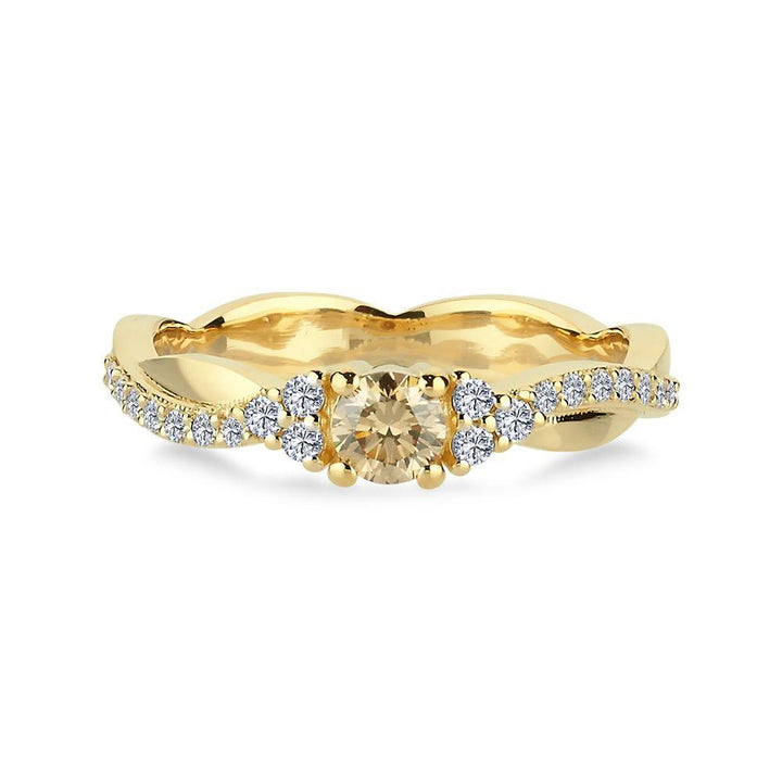 Nuran Champagne ring med diamanter i guld med midtersten og funklende diamanter, Model a3084ch-a3084ch-041rg-001-2