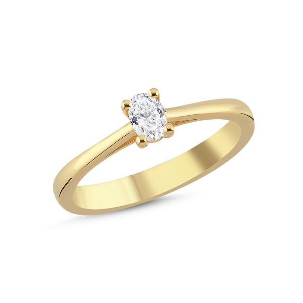 Nuran The One Oval Ring 14 karat guld med 0.23ct W/SI diamant på enkel guldring, Model l1962-023rg-001-1