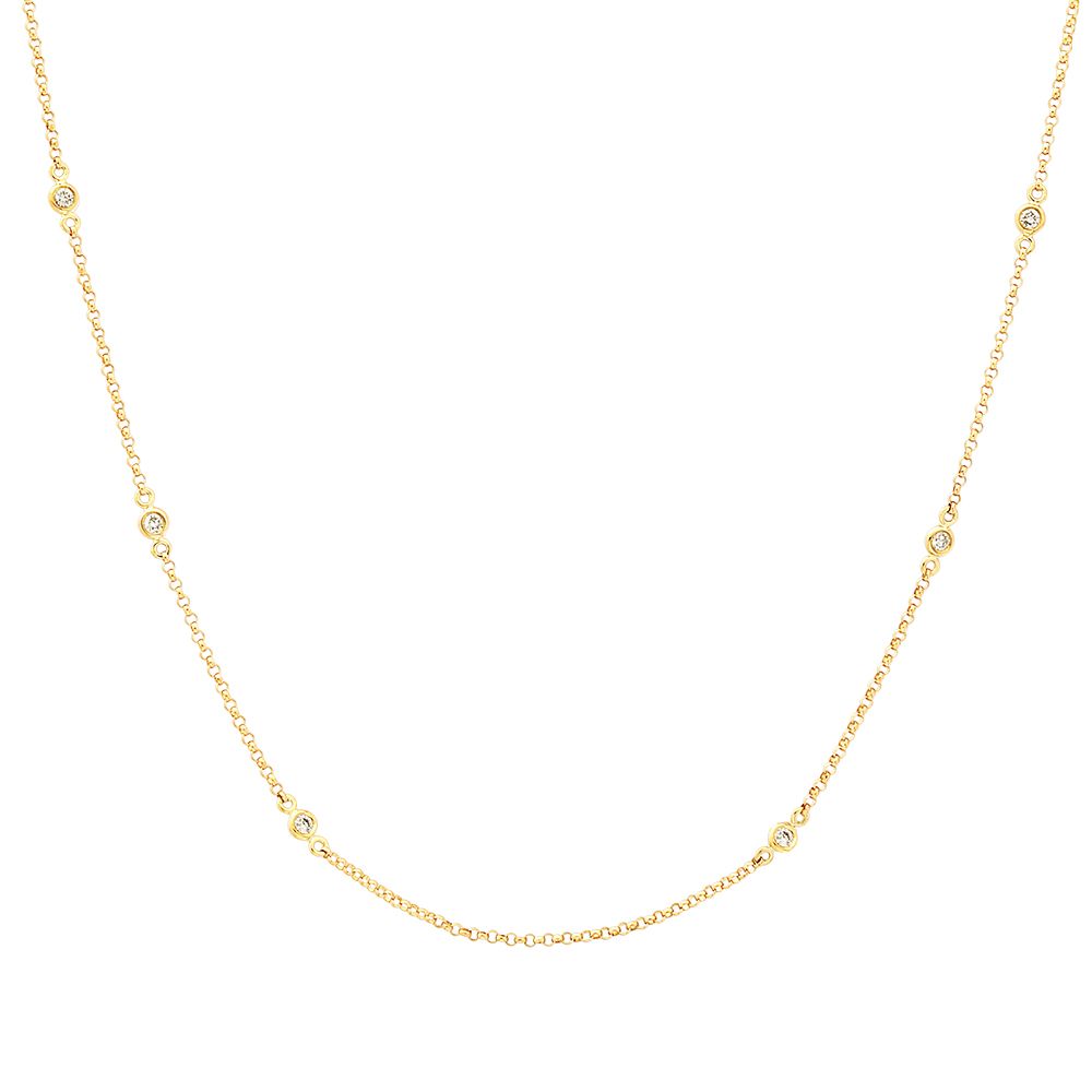 Nuran Zoe 14kt halskæde med brillanter, elegant guld kæde med små klare diamanter, Model V1002-0175-RG