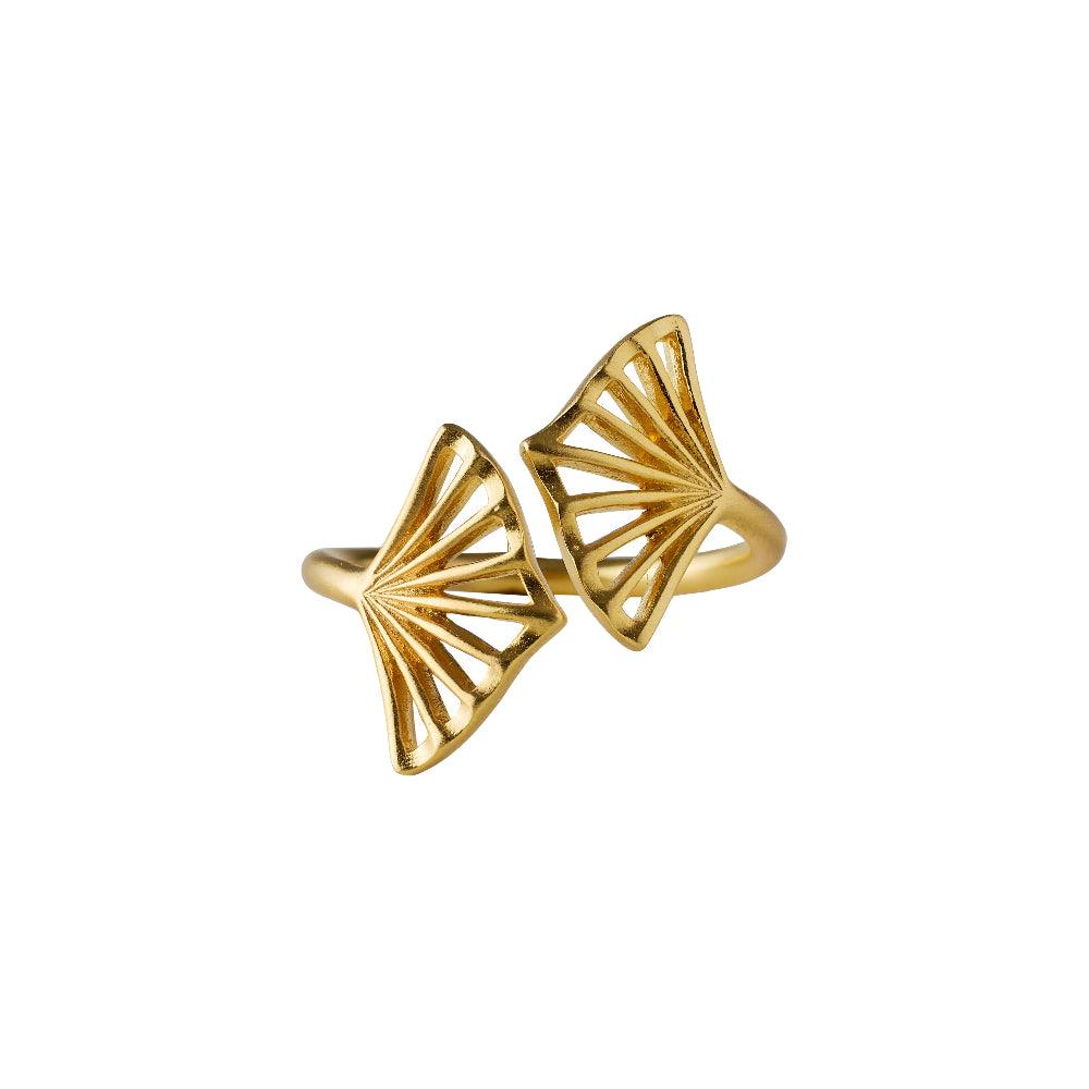 Pernille Corydon Ballerina Forgyldt Sølv Ring med åben, blæserformet design i guld, Model R-349-GP-003