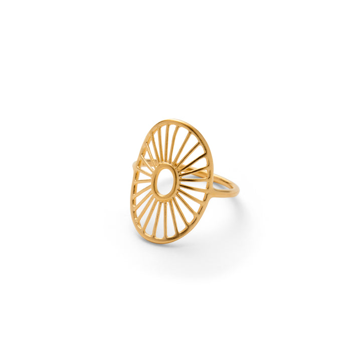 Pernille Corydon Daylight Signature forgyldt ring med åbent solstråle-design i guld, Model R-572-GP-001