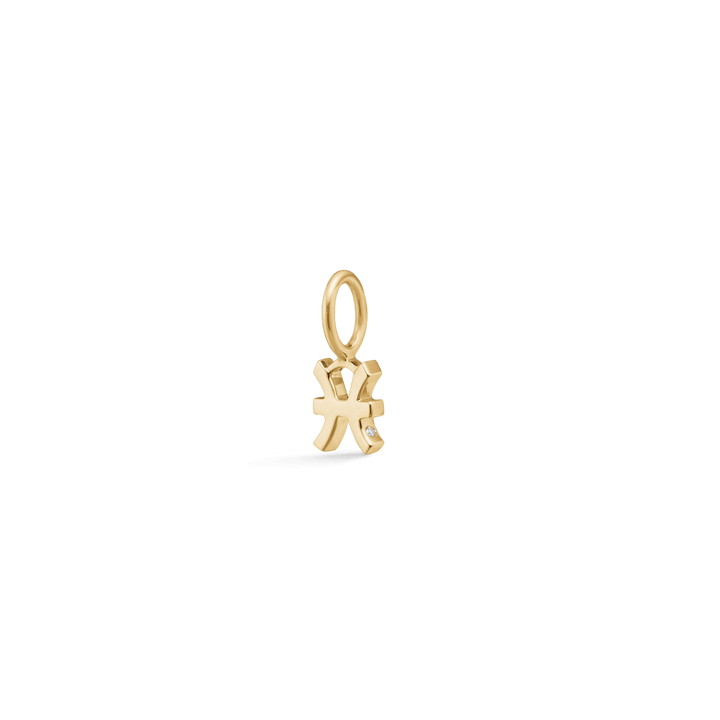 RO Copenhagen My Zodiac Stjernetegn guld vedhæng med blank overflade og diamant, Model P114Y3-004-3.