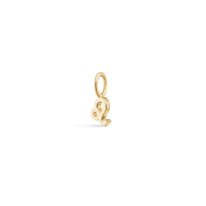 RO Copenhagen My Zodiac stjernetegn guld vedhæng med Leo-symbol i blankt guld og lille sten, Model p114y3-009-8