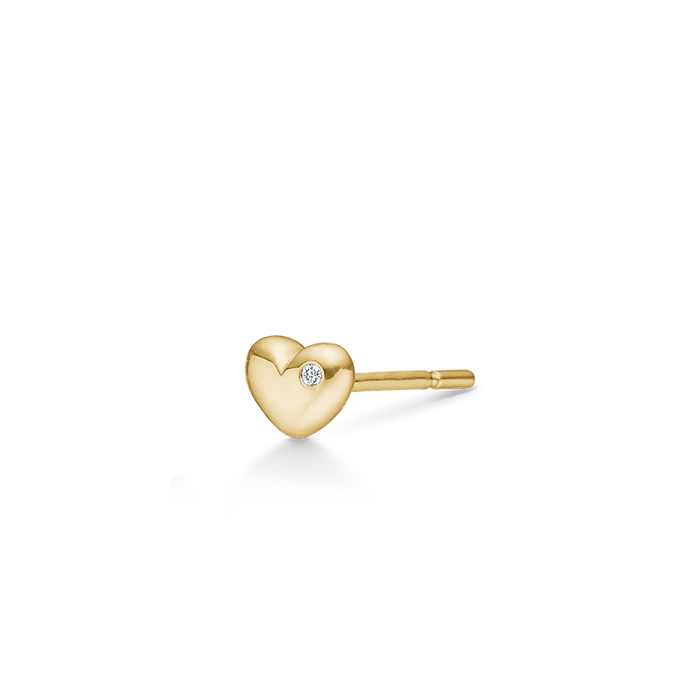 RO Copenhagen Rock My Heart Ørestik i guld med lille brillant på front, enkel og elegant. Model E108Y113-1