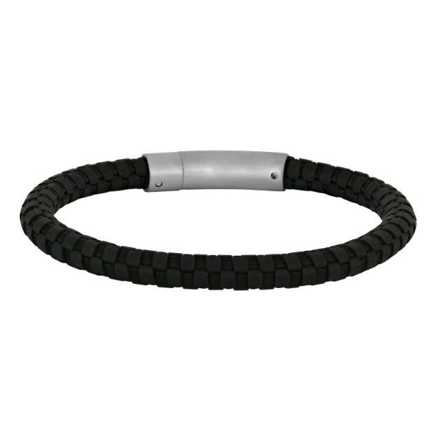 Son of Noa herre armbånd med sort flettet læder og stålspænde, Model 80970289121-001