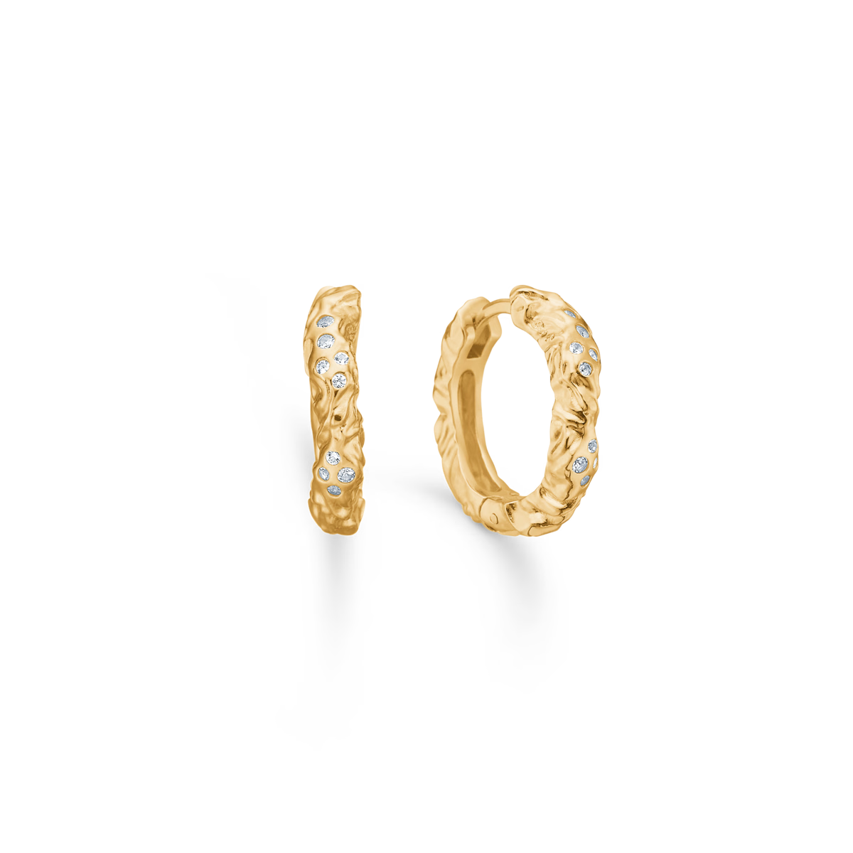 Studio Z Glint Creol i forgyldt sølv, rå struktur med små klare sten, Model 7217934-1.