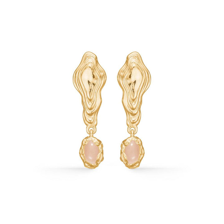 Studio Z Shell Øreringe m. rosa zirkonia, elegante guldfarvede øreringe med lyserød sten. Model7217859-1
