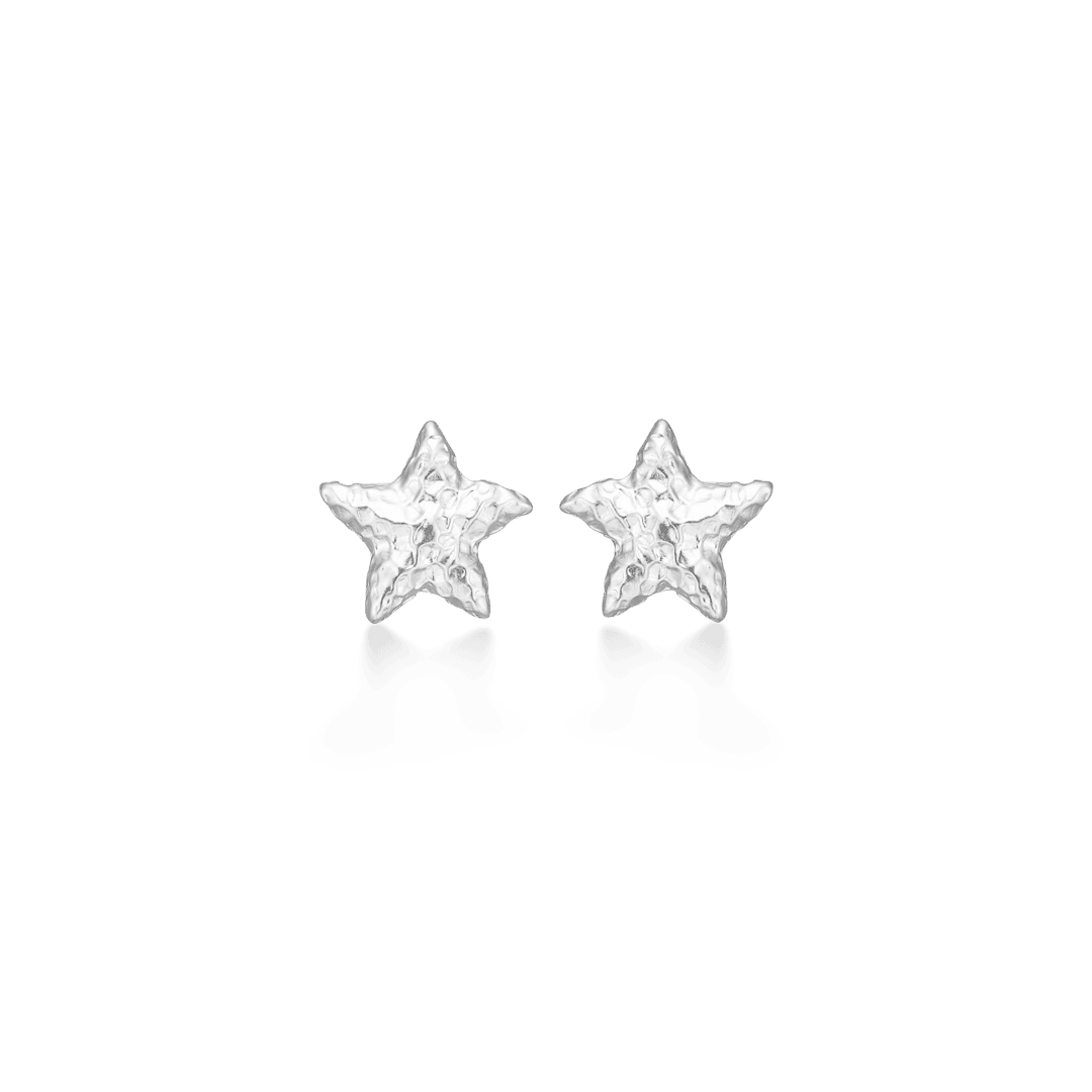 Studio Z Starfish Lustre Sølv Søstjerne Ørestikker, blanke stjerneformede øreringe i sølv. Model 7110902-1