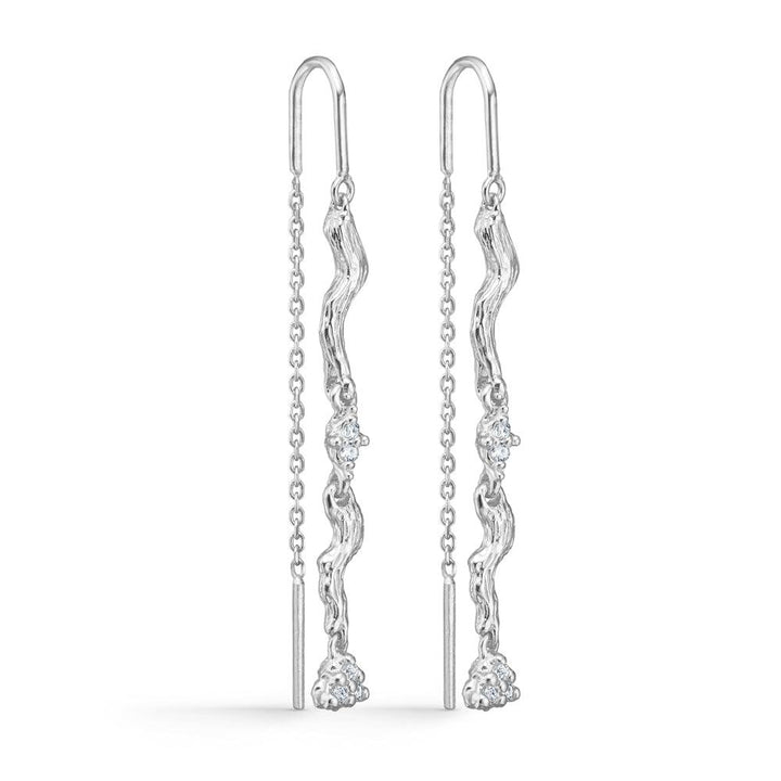 Studio Z Tangled Kaedeøreringe sølv med zirkonia, elegante kædeøreringe med bølget design. Model 7107849-1