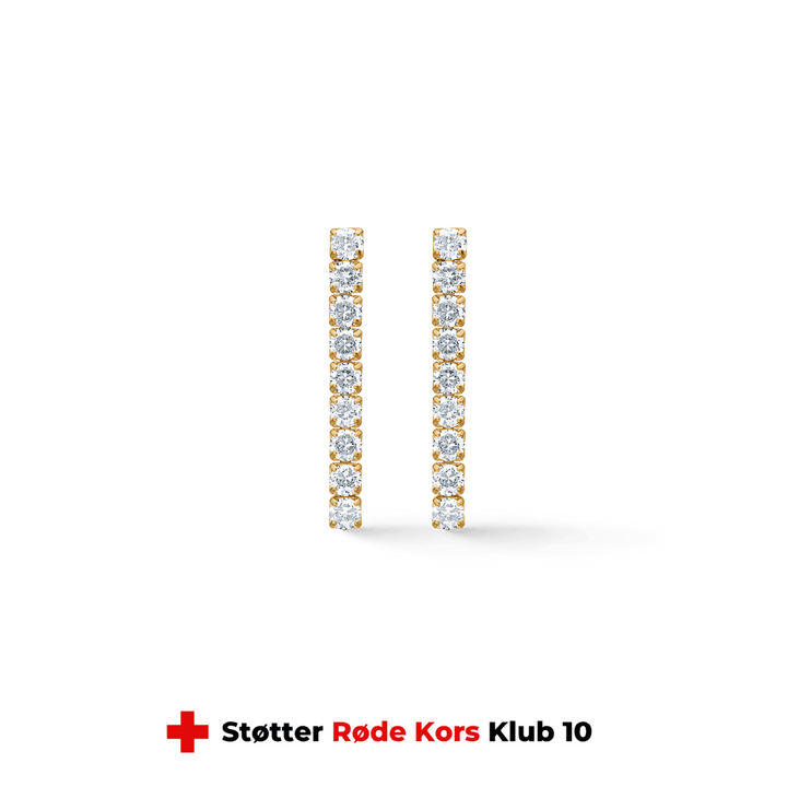 studio-z-tennisoreringe-30mm-i-forgyldt-solv-med-zirkonia, frontvisning af forgyldte øreringe med zirkonia sten. Model 7217000-1