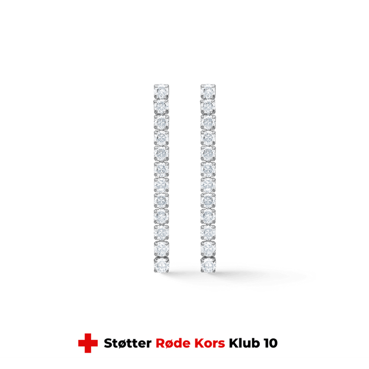 Studio Z Tennisøreringe 40mm i sølv med zirkonia, elegante og slanke øreringe. Model 7117001-1