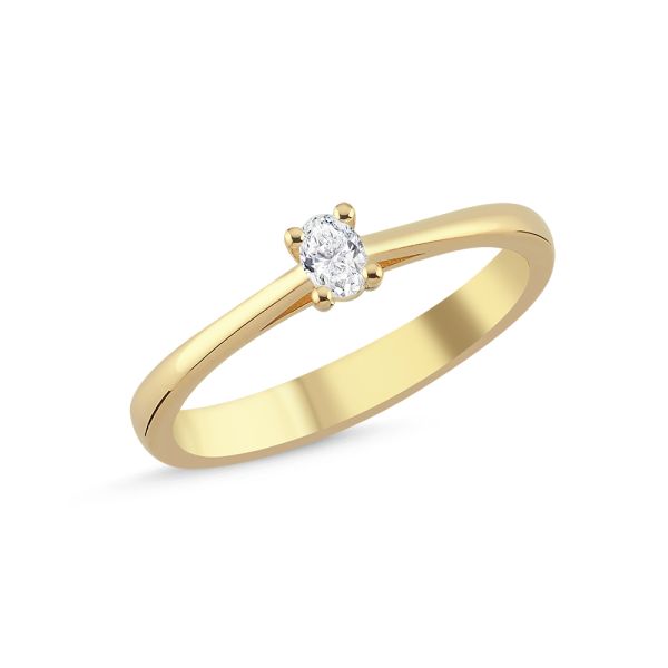Nuran The One Oval Ring – 14 karat guld med 0.13ct W.Si Diamant