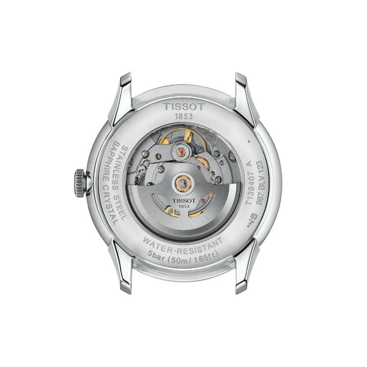 Tissot Chemin des Tourelles Powermatic 80 42 mm viser transparent bagkasse i stål. Model T1394071109100