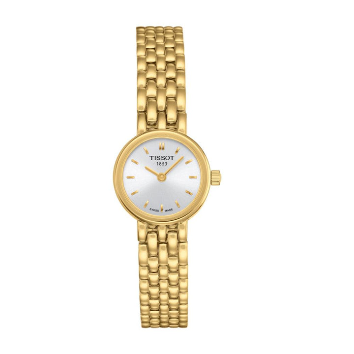 Tissot Lovely T0580093303100 viser et elegant dameur i guld med sølvfarvet urskive. Model T0580093303100.