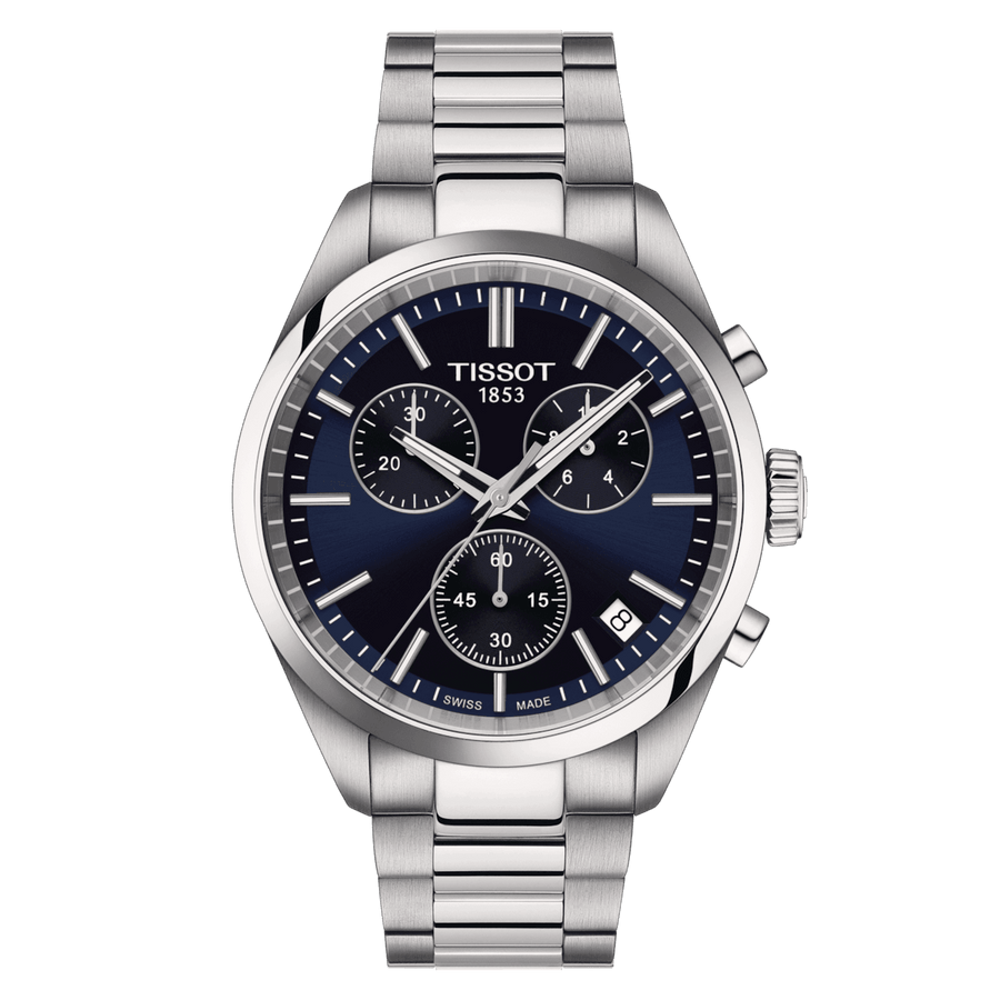 TISSOT PR 100 CHRONOGRAPH MED BLÅ URSKIVE - Herreur - T1504171104100