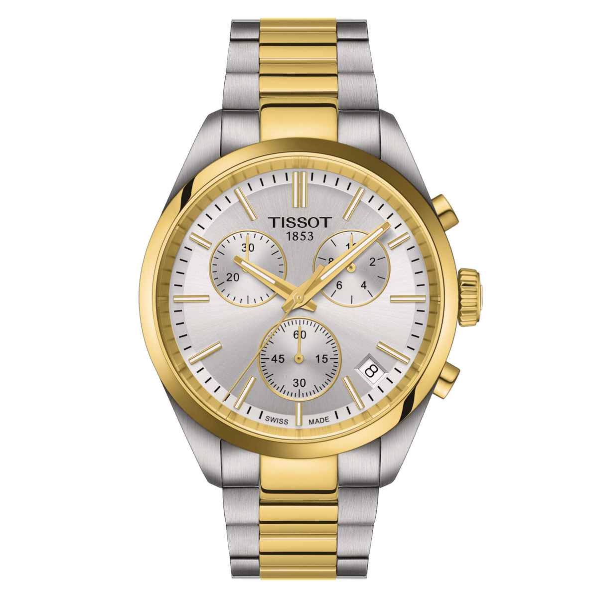 TISSOT PR 100 CHRONOGRAPH PVD MED SØLV URSKIVE - Herreur - T1504172203100