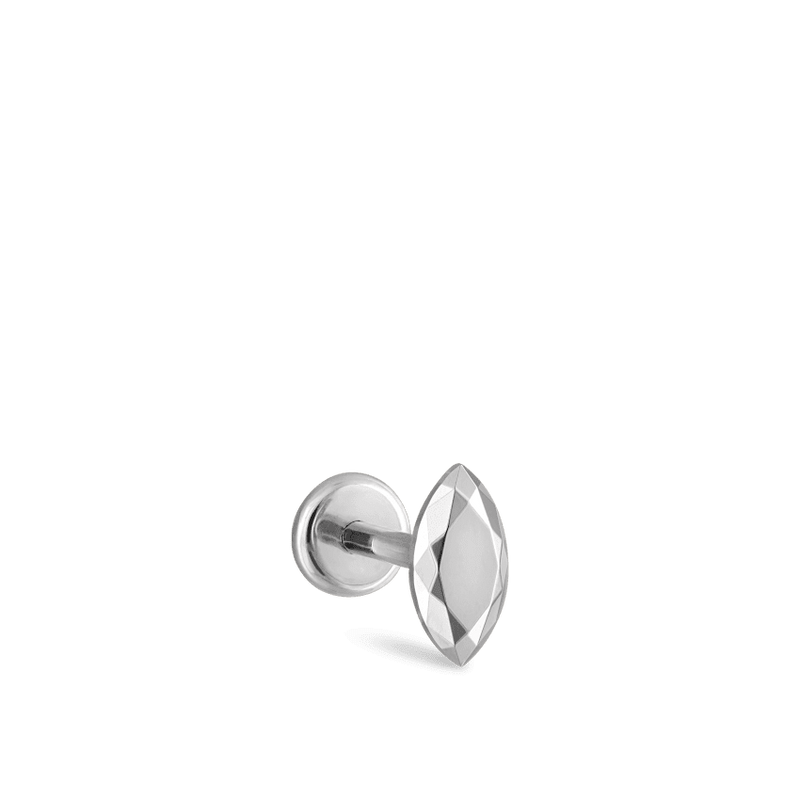 MARIA TASH 14KT Faceted White Gold Marquise Threaded Stud Earring