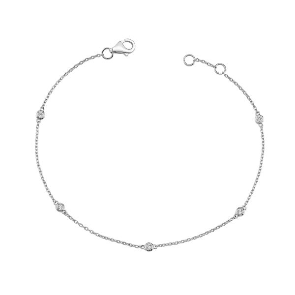 Nuran Zoe Armbånd – 14 Karat Hvidguld & 5 Diamanter