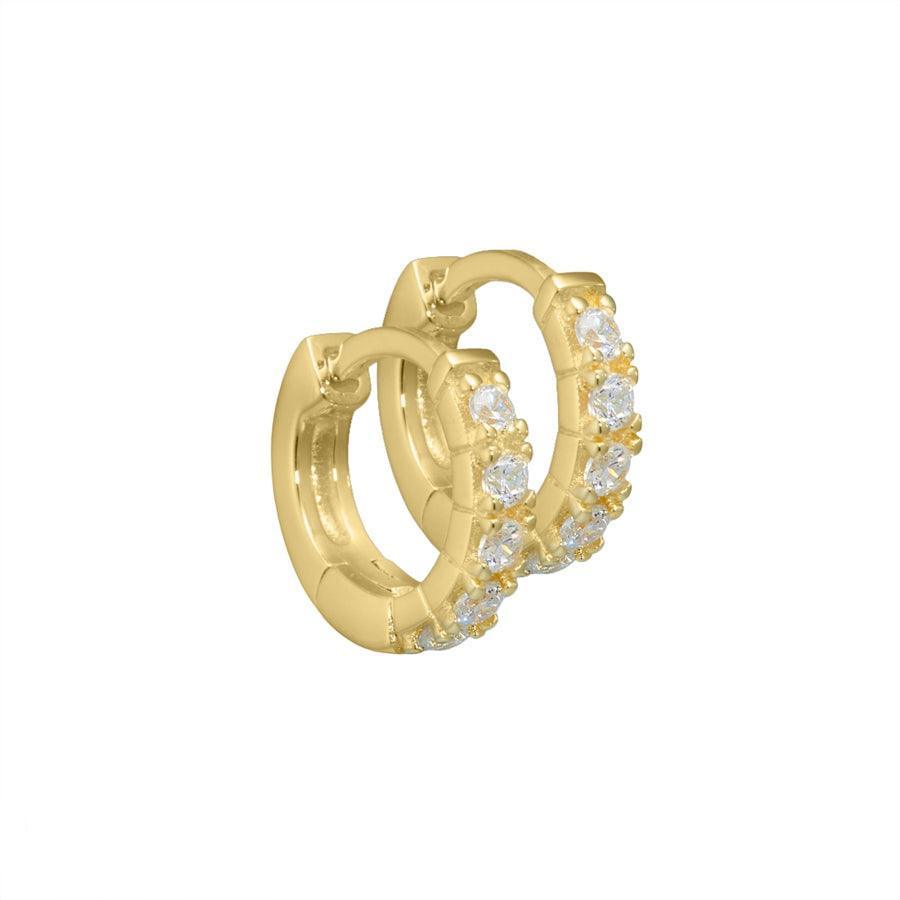 Aqua Dulce Darling øreringe sølvforgyldt 10-7 mm, runde hoops med klare sten, Model 2099-2099-1.