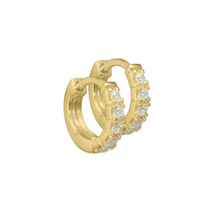 Aqua Dulce Darling øreringe sølvforgyldt 10-7 mm, runde hoops med klare sten, Model 2099-2099-1.