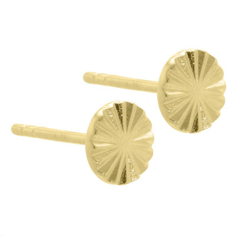 Aqua Dulce Line Coin ørestikker sølvforgyldt med mønstret overflade i blank guldfinish. Model 4119-4119-1
