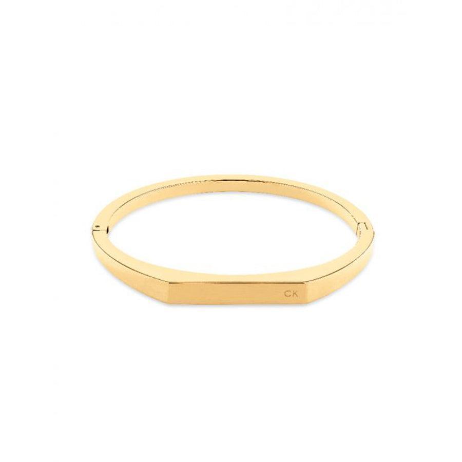 Calvin Klein Faceted Bar Bangle StålGuld, elegant facetslebet guldarmring med glat overflade. Model 35000046-35000046