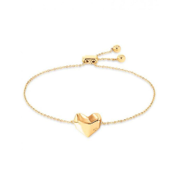 Calvin Klein Faceted Heart Bracelet stål guld med kæde og facetslebet hjerte på hvid baggrund. Model35000039-35000039
