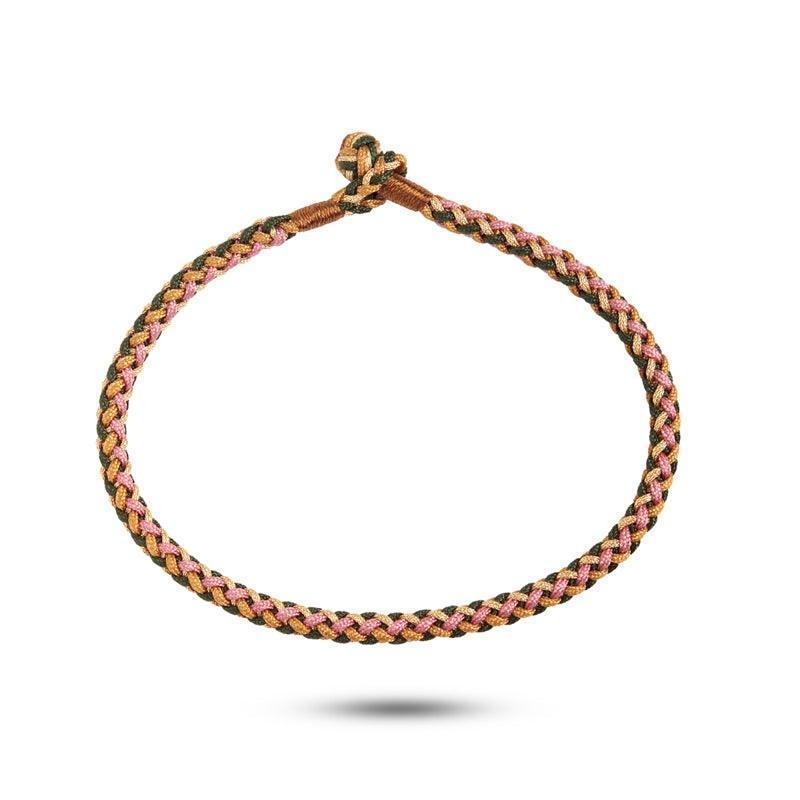 Carre Candy Armbånd Quince Delight med flettet snor i pink, grøn og gylden nuance. Model bb4203-bb4203-1
