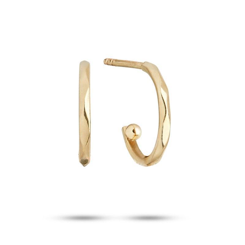 carre-hoops 10 kt guld, elegante guld hoops med let facet, blank overflade, Model TS4136-1