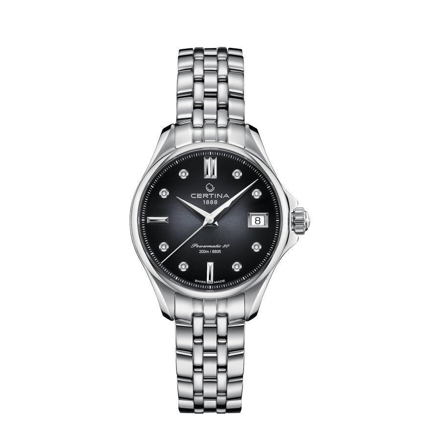 Certina DS Action Powermatic 80 dameur med sort urskive og stållenke, Model C0322071105600