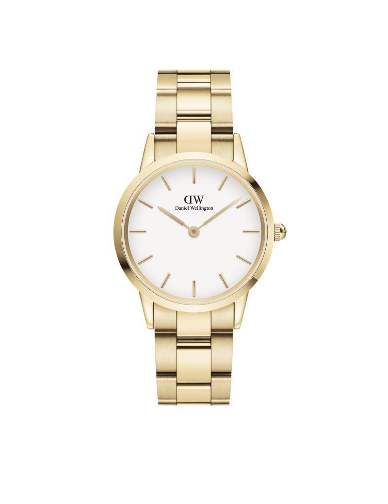 Daniel Wellington Iconic Link 32mm vist i guld stållænke og hvid urskive, Model DW00100565.