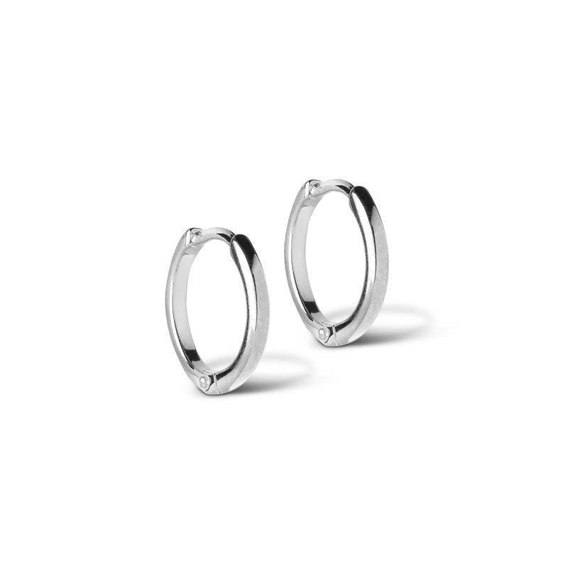 enamel classic hoops 10mm, elegante små sølv hoops med blank overflade, Model E168S-E168S-1