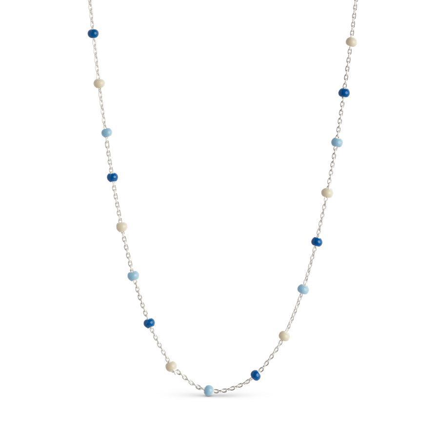 enamel lola halskæde marine, sølvkæde med blå og hvide perler, Model n55s-marine-n55s-marine-1