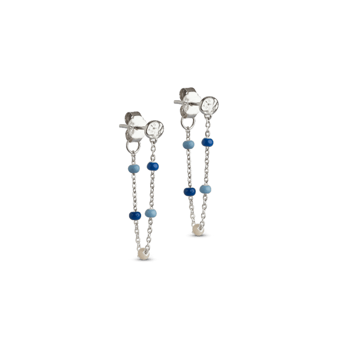 enamel lola øreringe marine, sølvfarvede kædeøreringe med blå og lyse perler. Model e140s-marine-e140s-marine-1