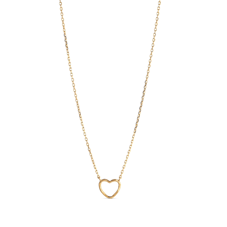 enamel organic heart halskaede med lille hjertevedhæng i guldfarvet metal, Model n102gm-n102gm-1