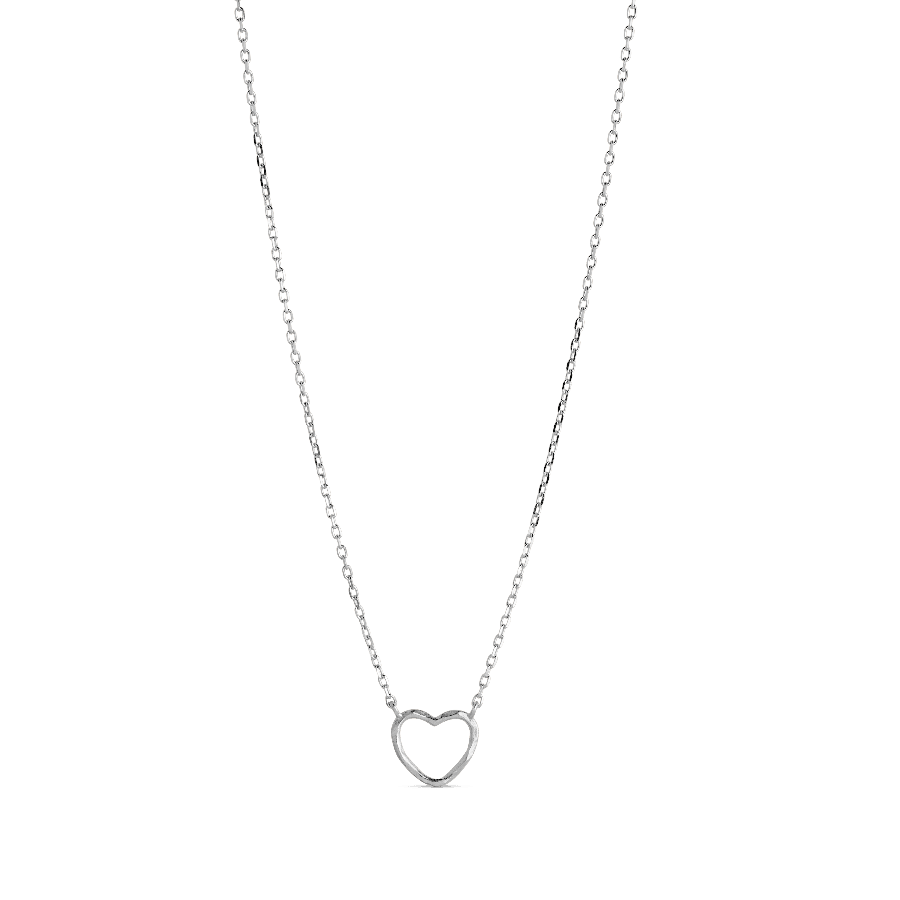 enamel organic heart halskæde med sølvfarvet åben hjertevedhæng, Model n102sm-n102sm-1