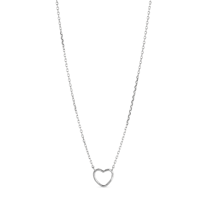 enamel organic heart halskæde med sølvfarvet åben hjertevedhæng, Model n102sm-n102sm-1