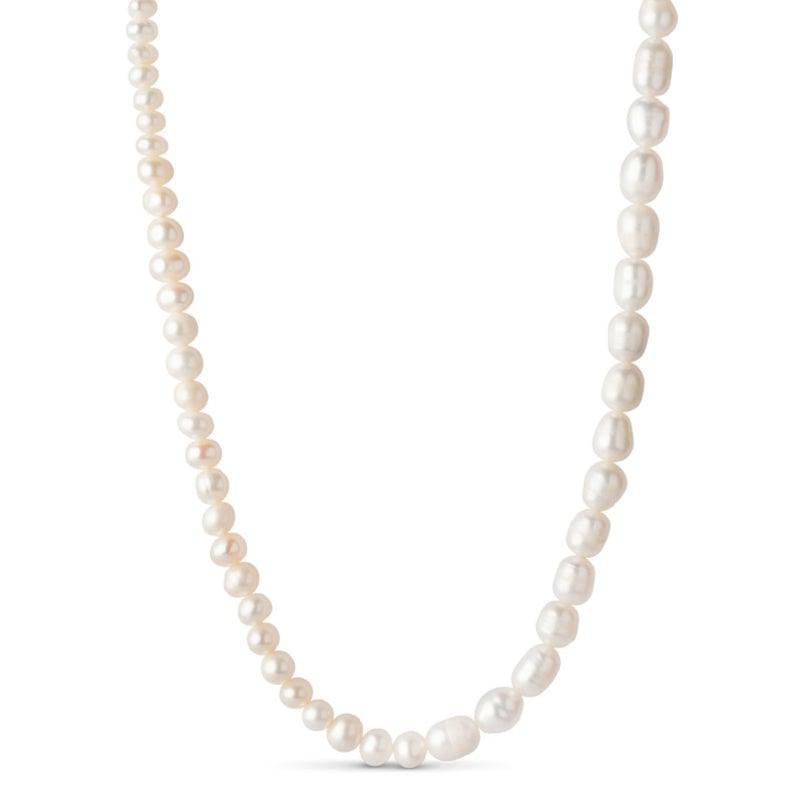 enamel pearlie halskæde vist i nærbillede med hvide ferskvandsperler, elegant og klassisk stil. Model N67G-N67G-1