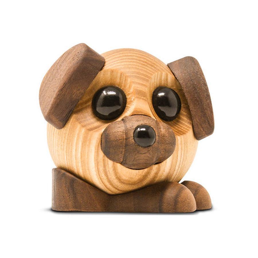 Fablewood Hunden Buddy, håndlavet hundefigur i lyst og mørkt træ, nuttet design. Model 1100-1