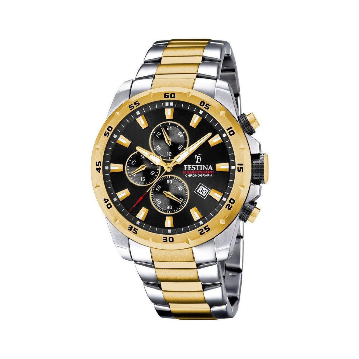 Festina Chrono Sport 20562/4 herreur med sort urskive og guldfarvet detalje, Model 20562/4.