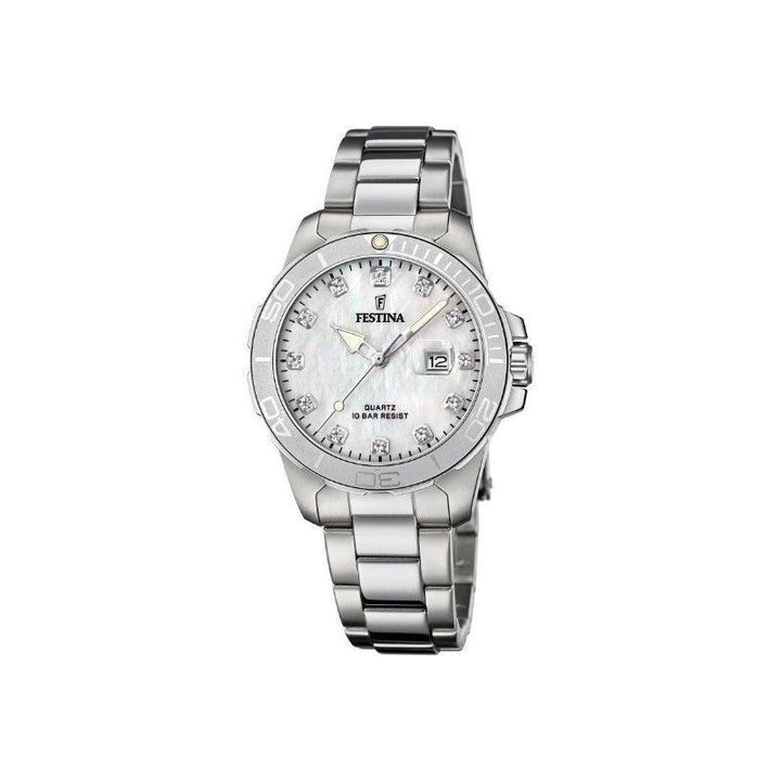 Festina Lady S Sport dameur med sølvfarvet stålkasse og perlemorsurskive, Model 205031-205031-1