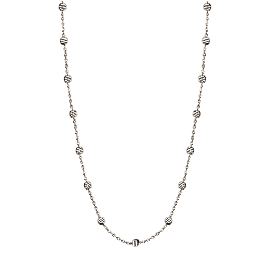 jeberg jewellery beads necklace sølv med små kugler i struktureret sølv, enkel kæde. Model 4575-42-S