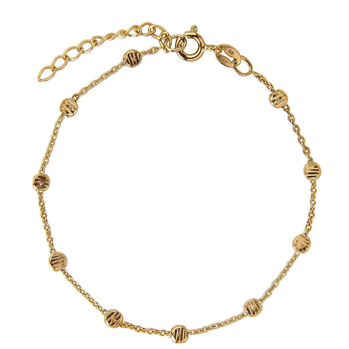 jeberg-jewellery-gold-beads-bracelet-4575-16-g, elegant armbånd i guldfarvet kæde med runde perledetaljer. Model 4575-16-g