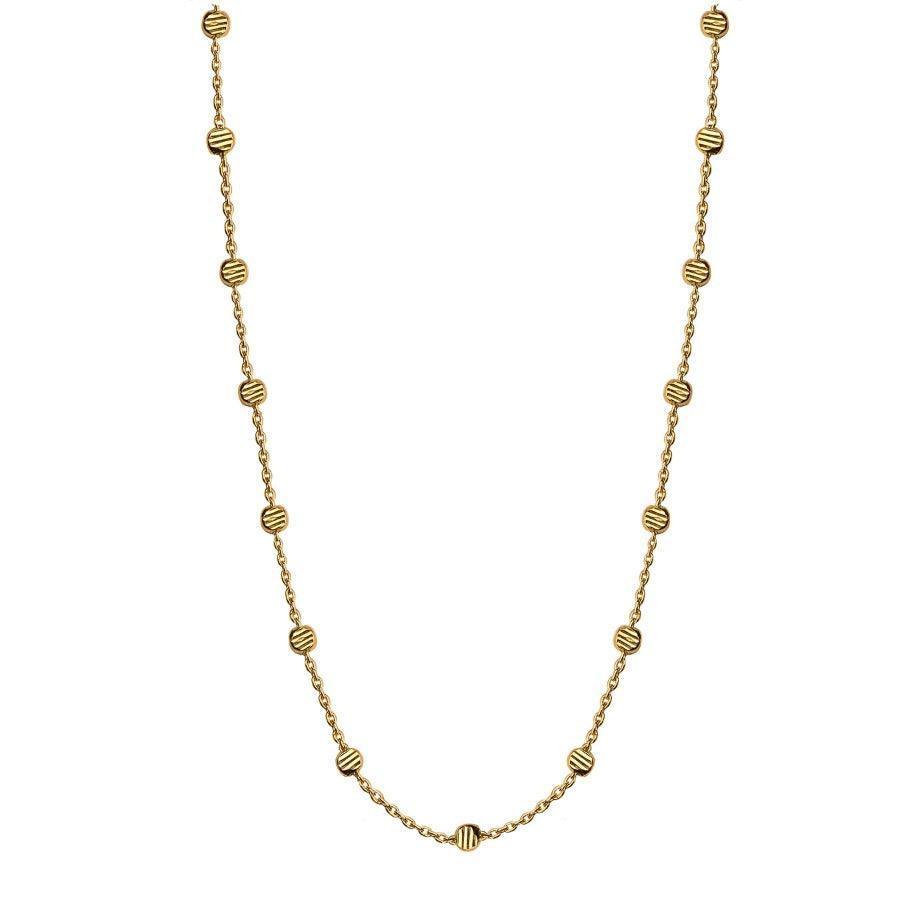 Jeberg Jewellery Gold Beads Necklace, enkel kæde i sølvforgyldt med små rillet guldkugler. Model 4575-42-g.