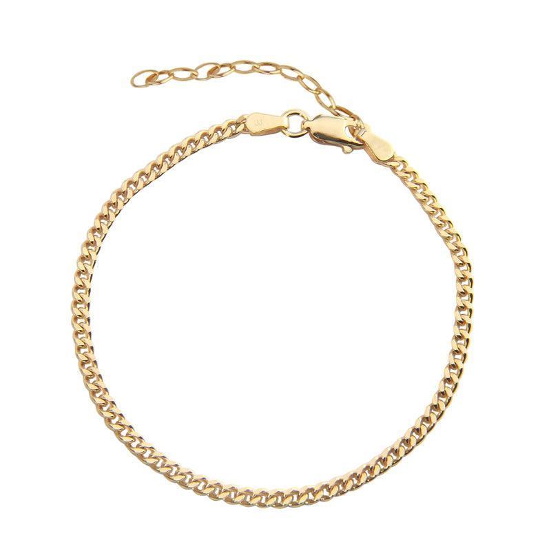 Jeberg Jewellery Saga Panser Ankelkæde i forgyldt sølv ses som et elegant panserkæde-design, Model 4535-G-4535-G-1.