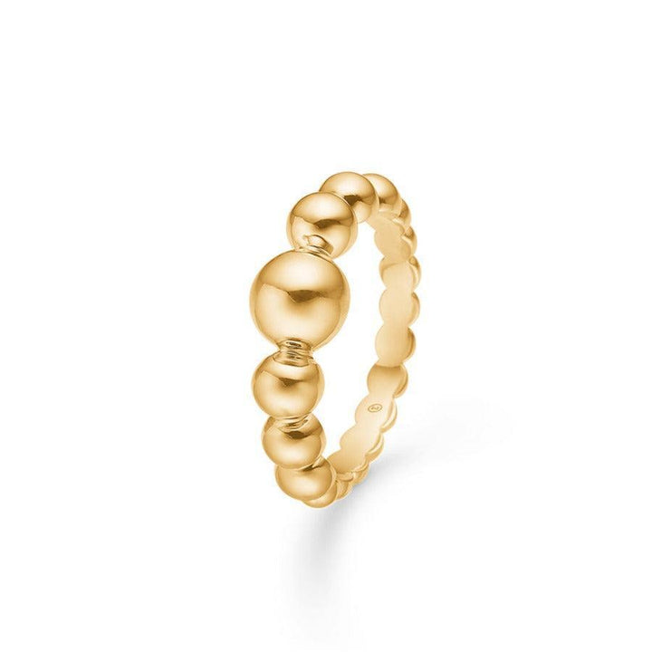 Mads Z 14 kt Big Ball Ring i blankt guld med kuppelformede kugledetaljer, Model 1540078-001-1
