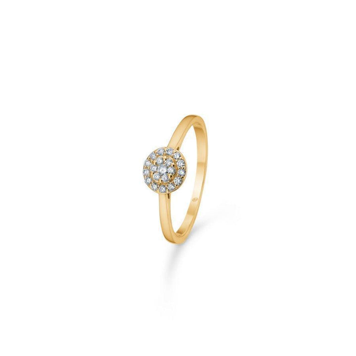 Mads Z 14 kt Eleanor Petite Ring 0.16ct med brillanter i rund fatning på slank guldring. Model 1541074-001-1