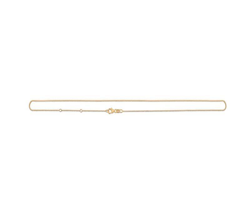 Mads Z 14kt halskæde Venezia 45cm vist fladt udstrakt, klassisk kæde i guldfarvet look, Model 9520130-1.