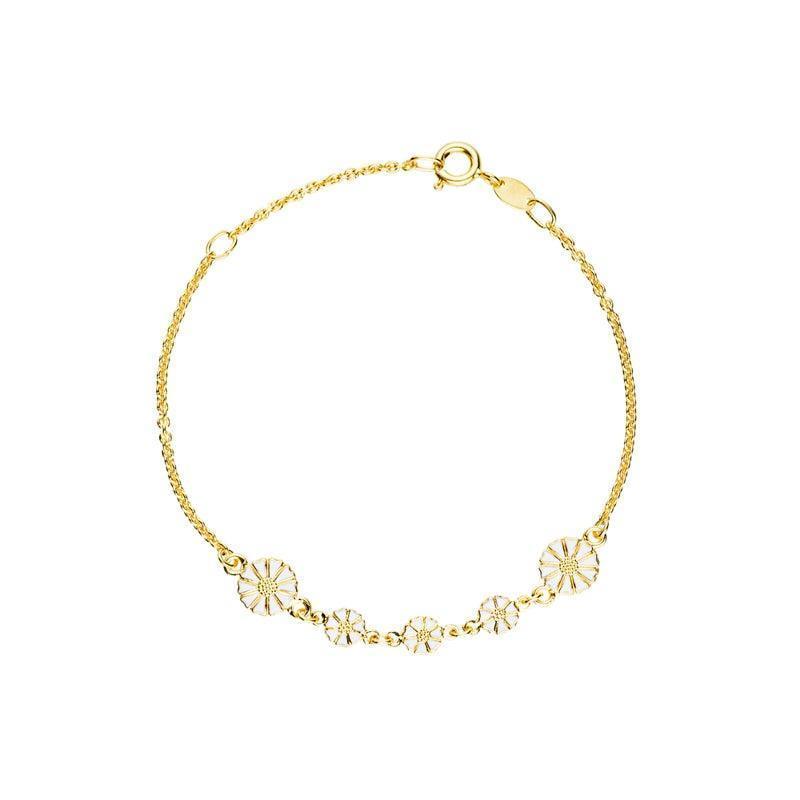 Marguerit forgyldt armbånd med marguerit-detaljer i guldlook, enkel kæde. Model 90117519-M