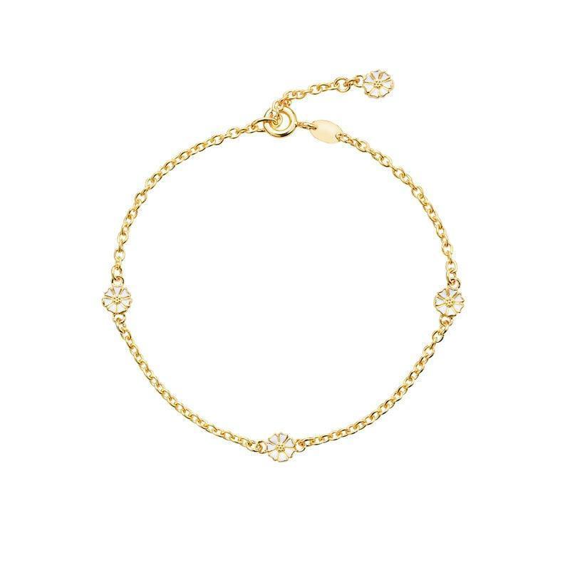 Marguerit Forgyldt Guld Armbånd med små marguerit-detaljer på guldkæde, Model 90105017-M